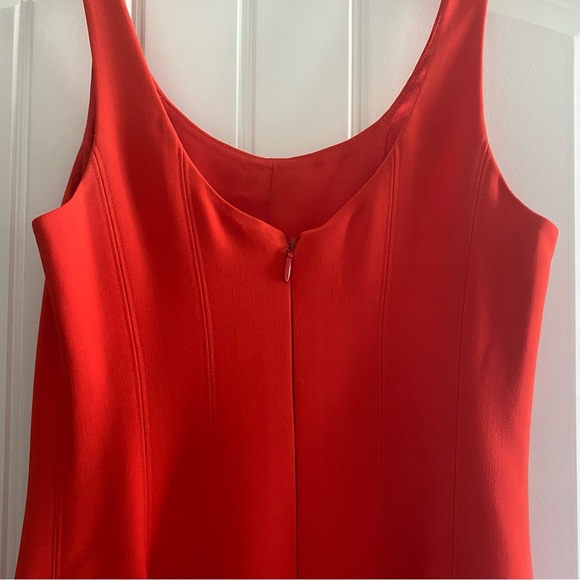 Halston Heritage NWT Sleeveless Scoop neck Red Fit-&-flare midi Dress size 4. - Picture 6 of 11
